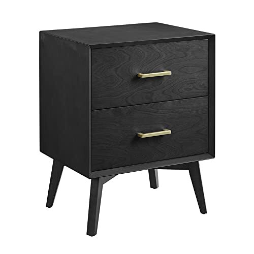 DECORO METRO TWO DRAWER NIGHTSTAND BED SIDE TABLE, BLACK - - Scratch & Dent