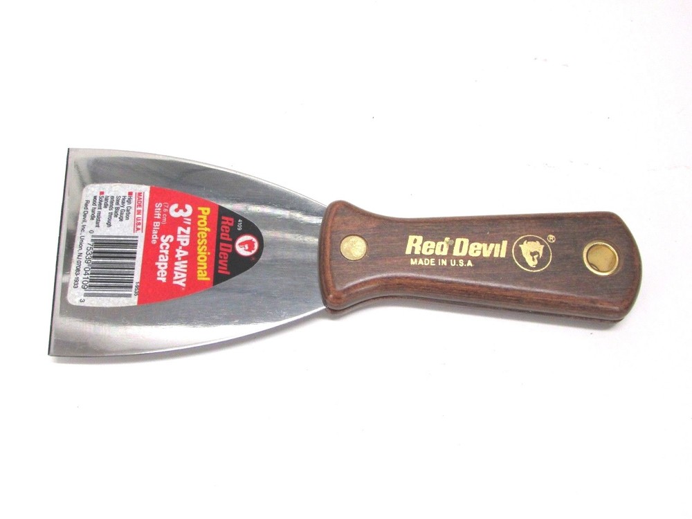 NEW! RED DEVIL PROFESSIONAL 3" ZIP-A-WAY SCRAPER STIFF KNIFE, #4109