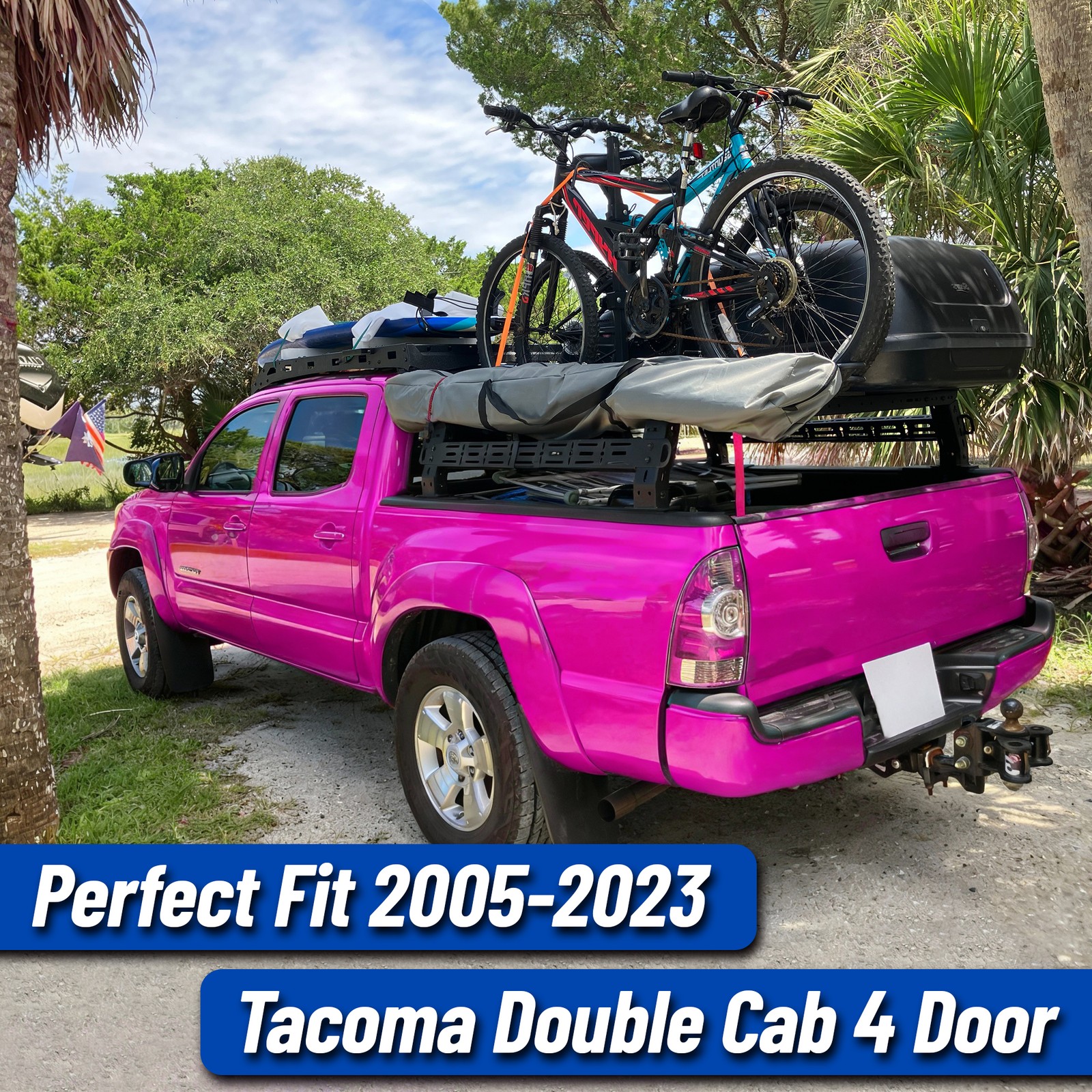 Roof Rack Cargo Basket Rooftop Carrier For 05-23 Toyota Tacoma Double Cab Steel