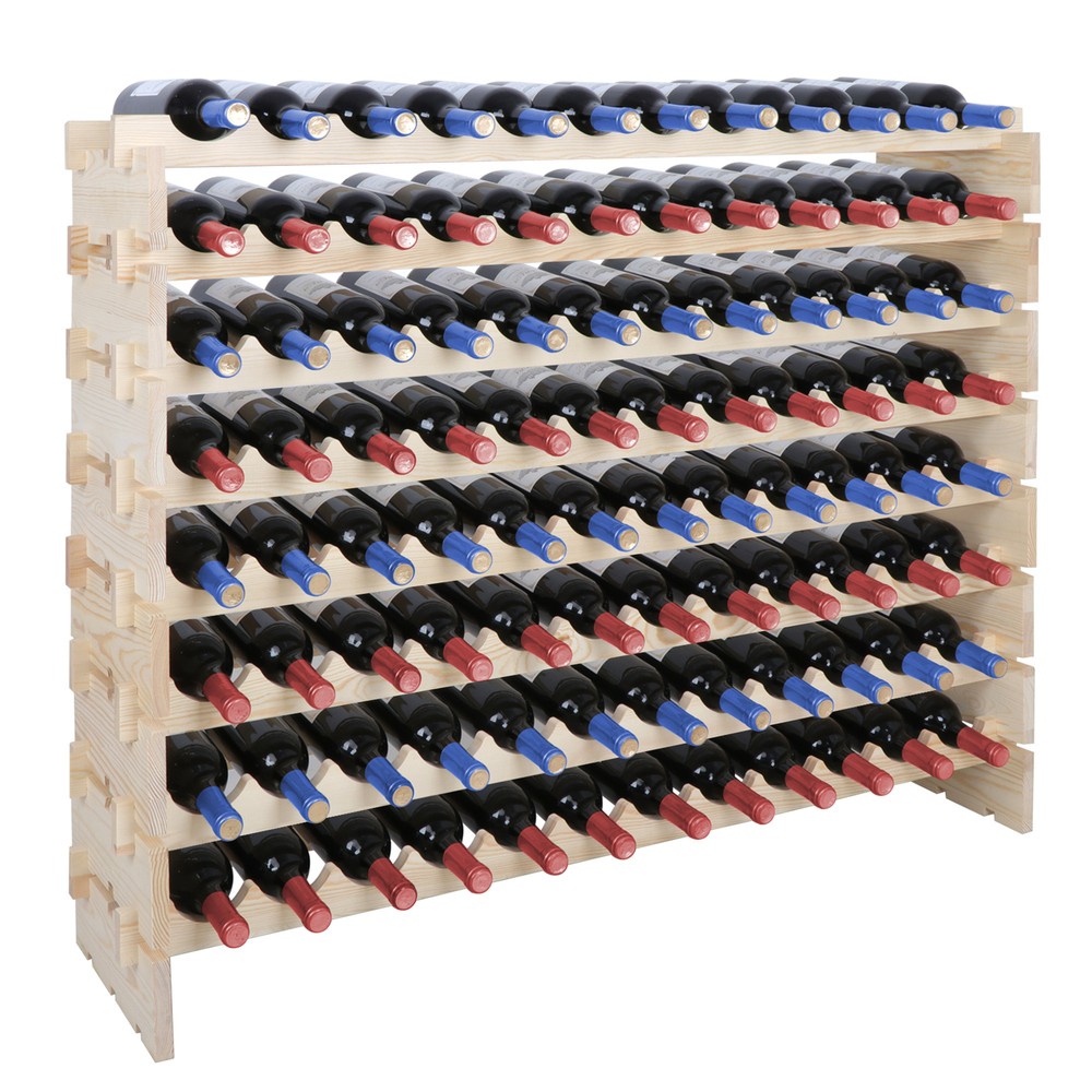 72/96 Bottles Wine Rack Holder Stackable Wine Shelf Kitchen Display Organizer
