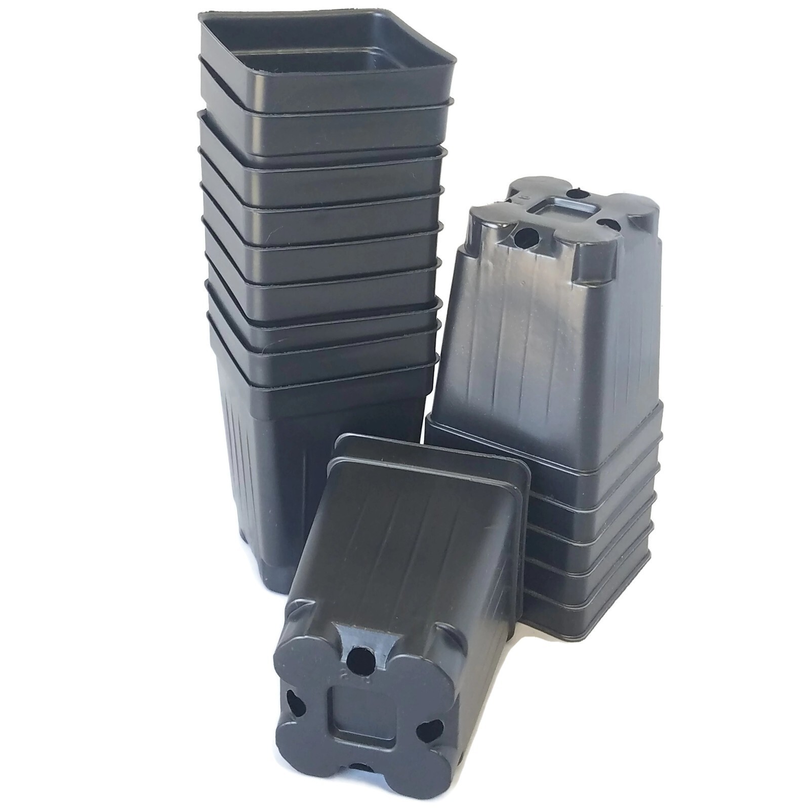 Small 2.5" Square Deep Black Plastic Greenhouse Pots - Landmark  - Choose Qty
