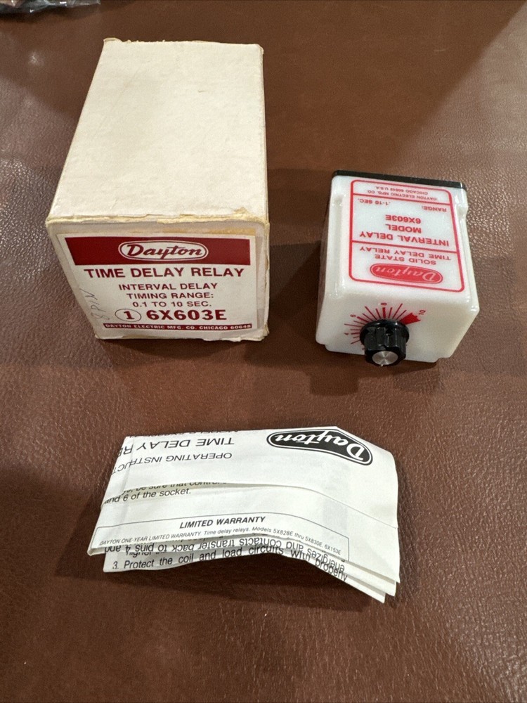 Dayton 6X603E Solid State Time Delay Relay, Range: 0.1-10sec, Input: 120VAC