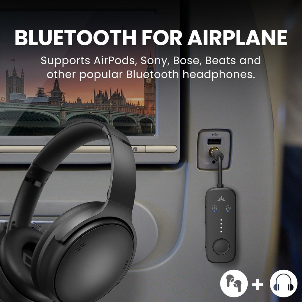 ✈️ Avantree Relay Bluetooth 5.3 Airplane Adapter Dual Headphones Travel