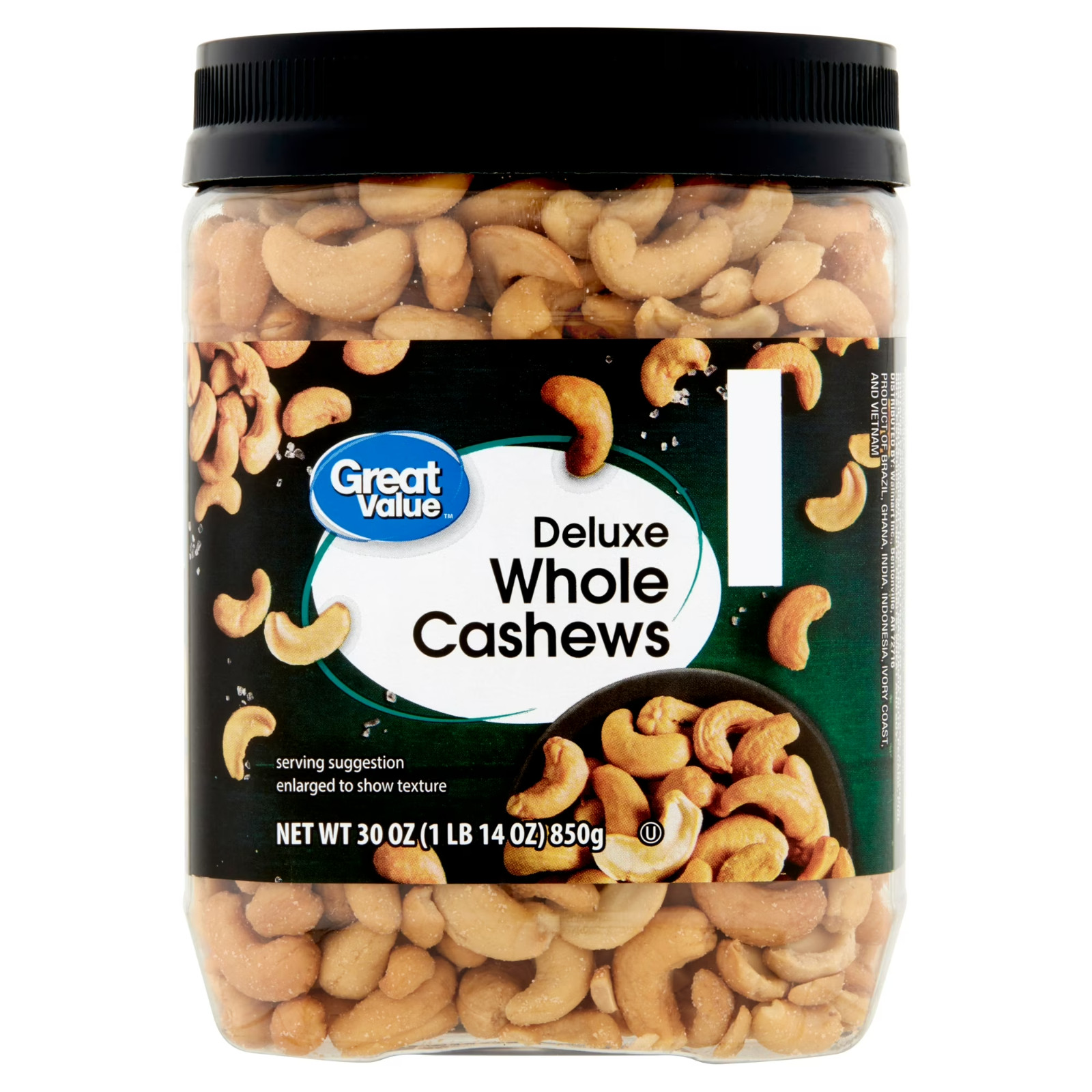 Great Value Deluxe Whole Cashews 30 oz New Free Shipping