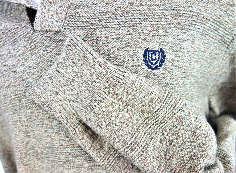 Large Chaps RL 3 Button Sweater Knit Henley Pullover Mock Turtleneck