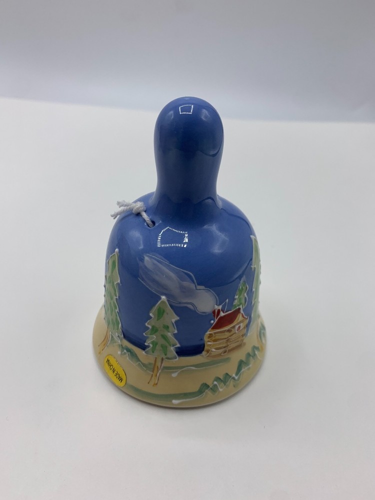 Ceramic Bell Minnesota Blue White Outside 4" Tall