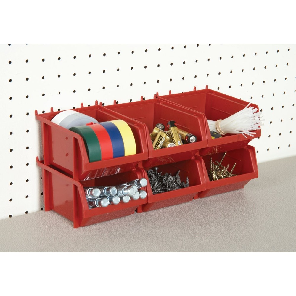 Storage Small Red Stackable Parts Bin (6-Pack) RQUS210RD Storage RQUS210RD