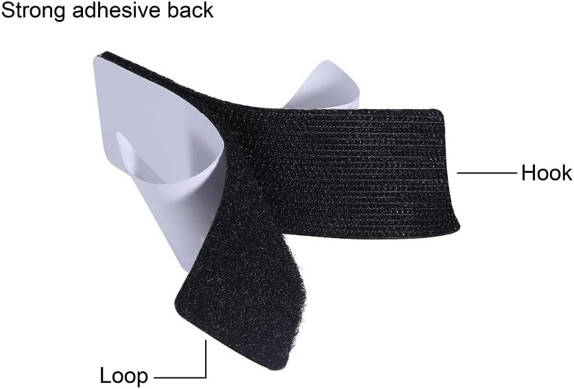 Heavy Duty Black Adhesive Hook & Loop Strips - 20 Sets for Organizing & Mounting