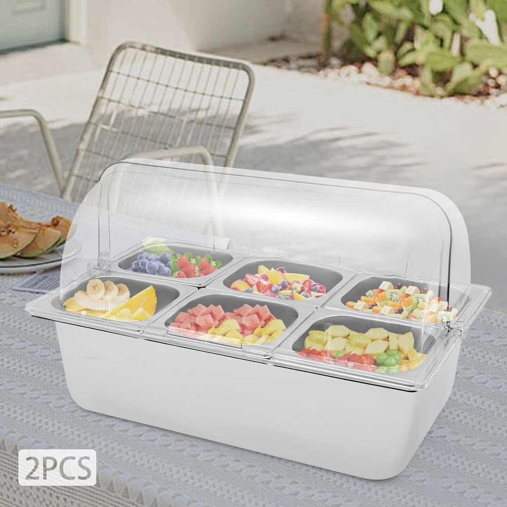 Cold Food Buffet Ice Serving Tray Cooled Condiment Serving Container with Lid