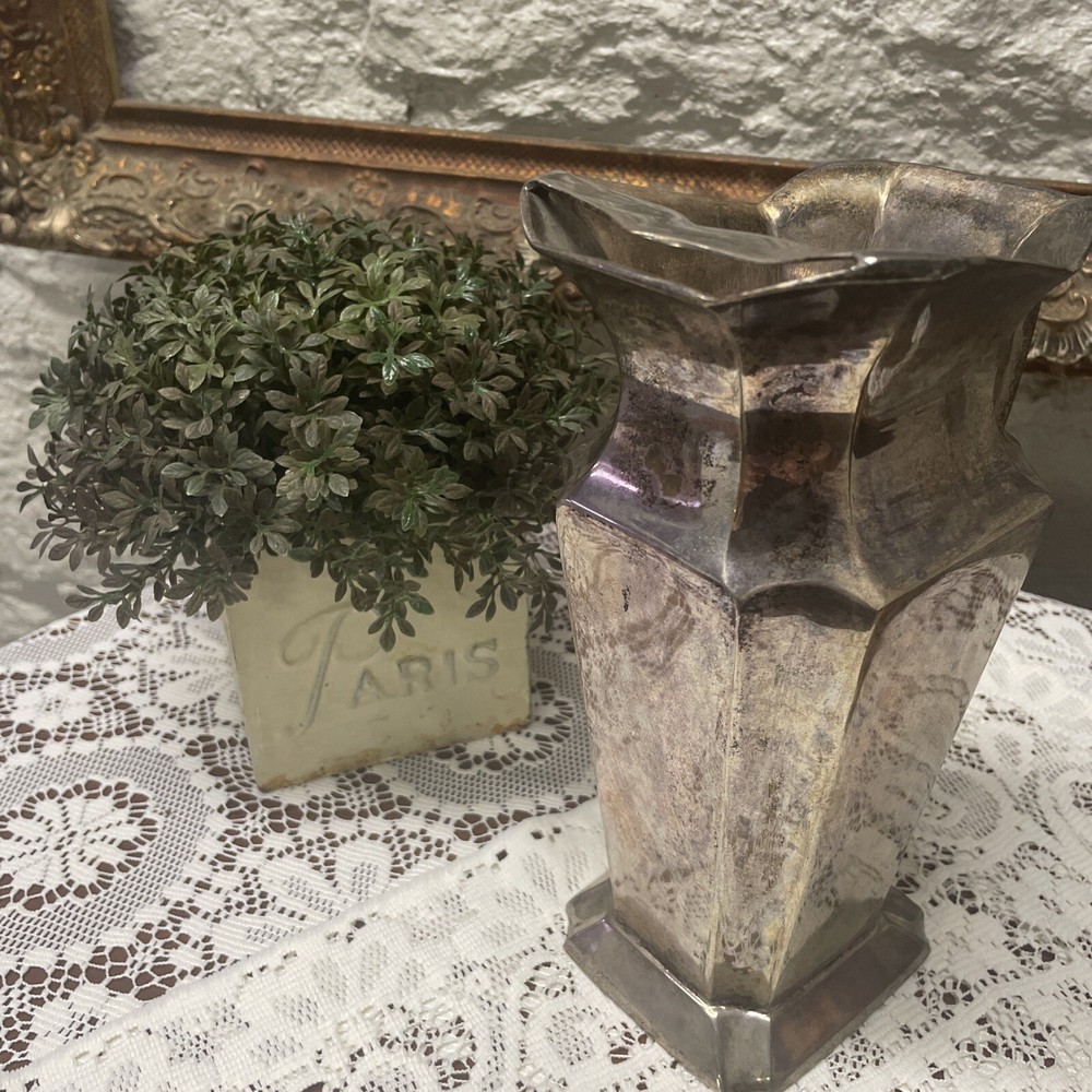 Decorative Silverplate Pitcher 9” Vintage