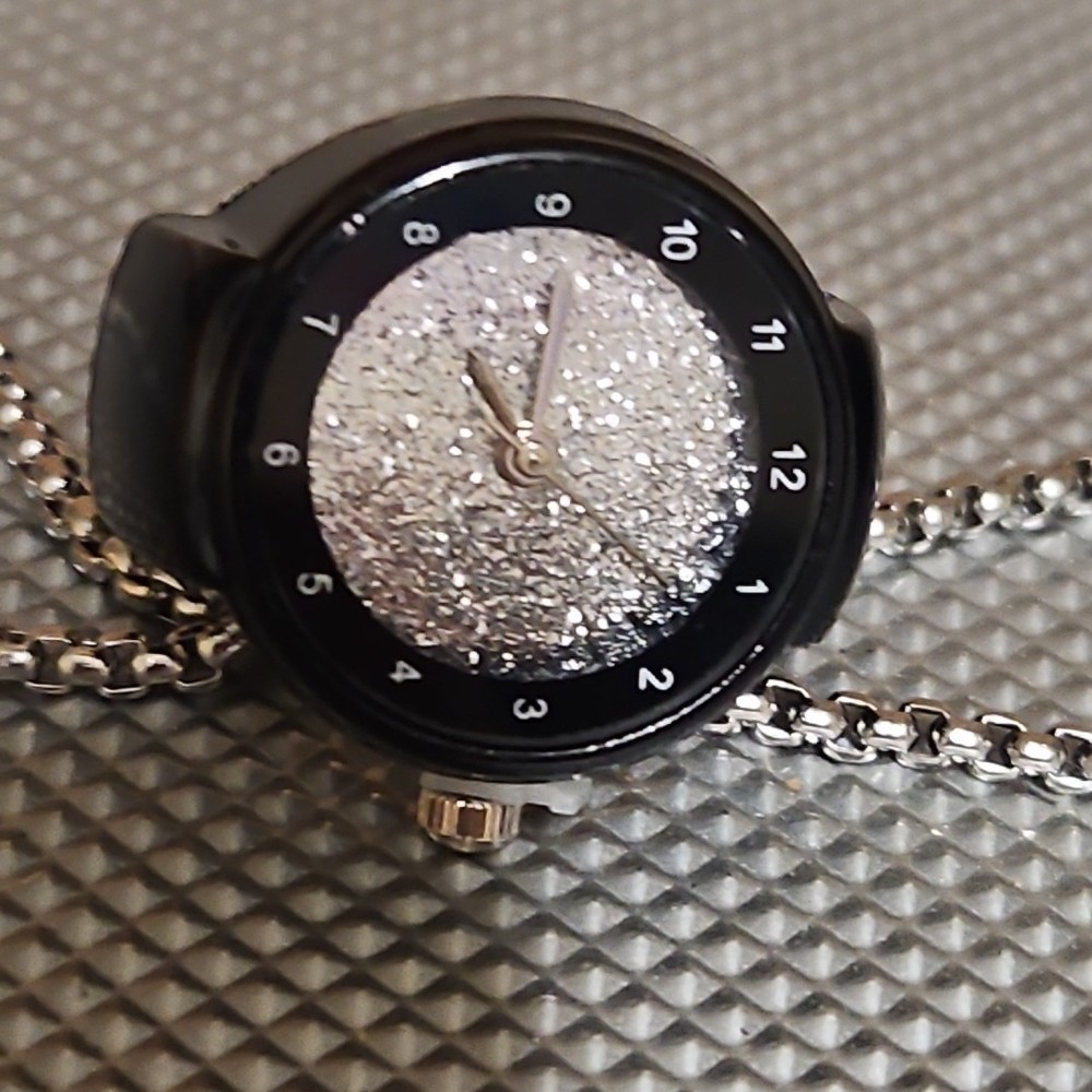 Black And Glitter Ringwatch/ Ring Watch