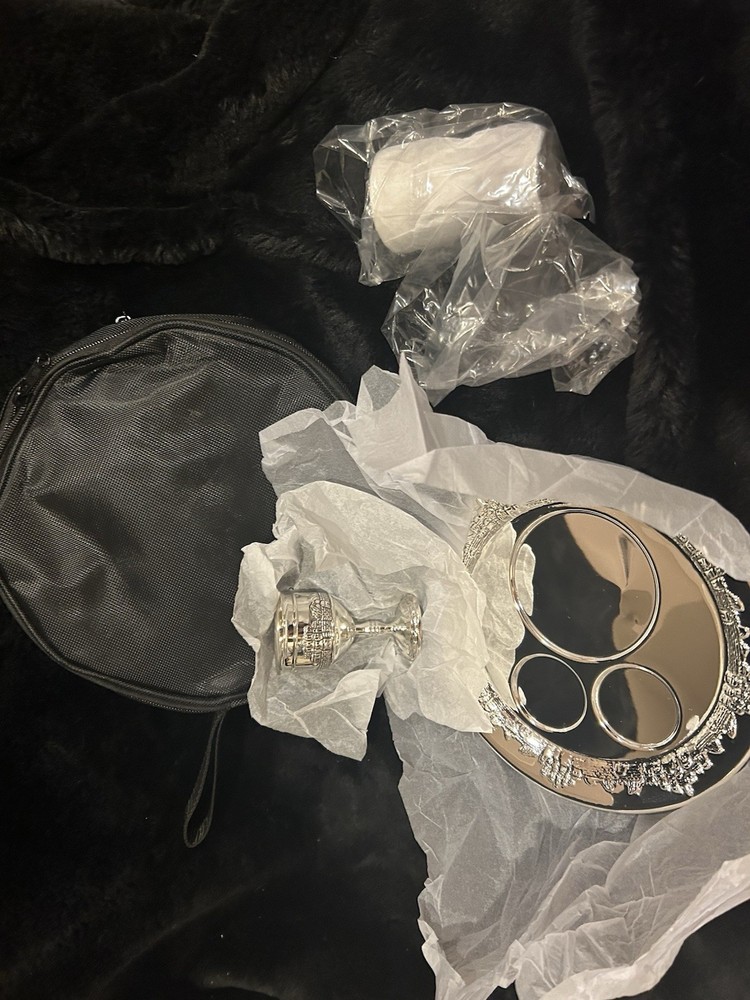 Metal Communion Set For 2 With Case With Jerusalem Design