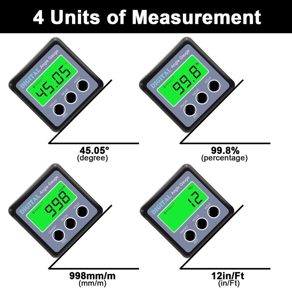 Digital Angle Gauge, Finder Magnetic Level Protractor, Silver