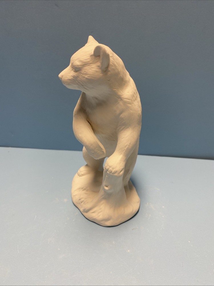 Ceramic Bisque Standing Bear With Tree Stump Ready To Paint