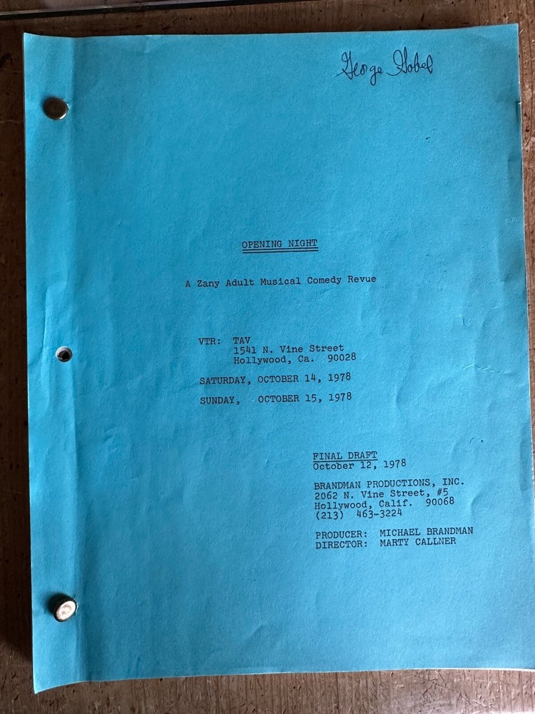 OPENING NIGHT  TV SHOW SCRIPT HAND SIGNED GEORGE GOBEL PERSONAL