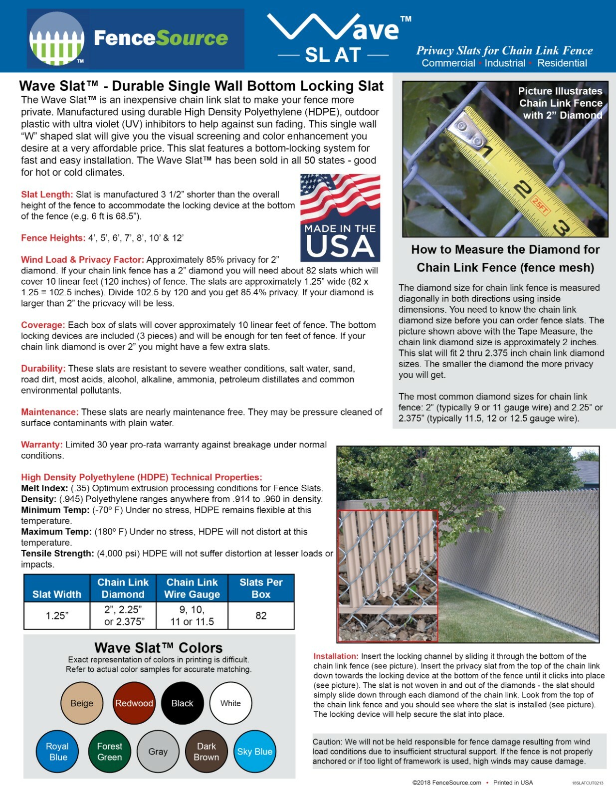 6 ft High Gray Wave Slat™ Single Wall Privacy Chain Link Fence Slats