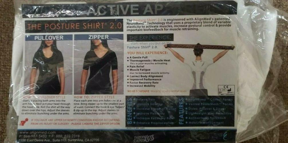 Women's AlignMed Posture Correcting Shirt 2.0 Neuroband Technology White Medium