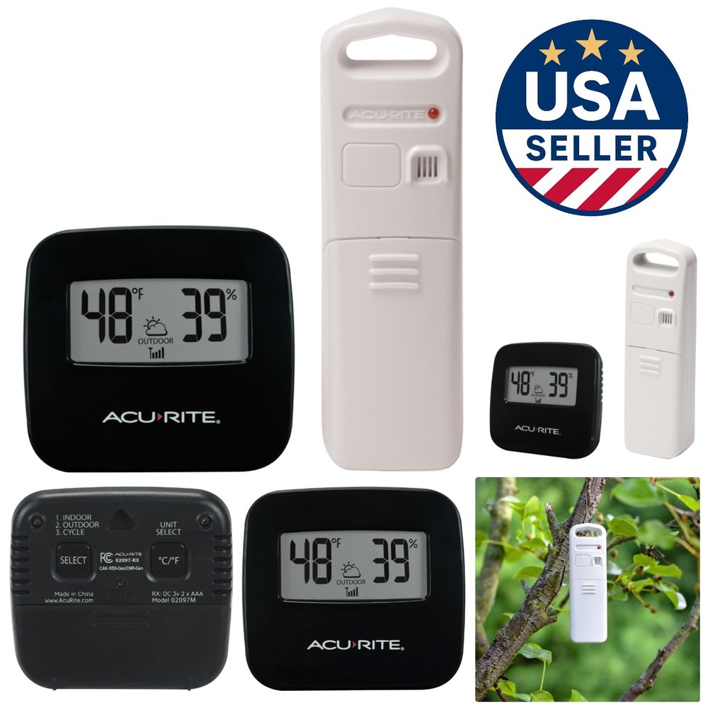 Effortless Wireless Indoor/Outdoor Thermometer with Quick Response Time, Black