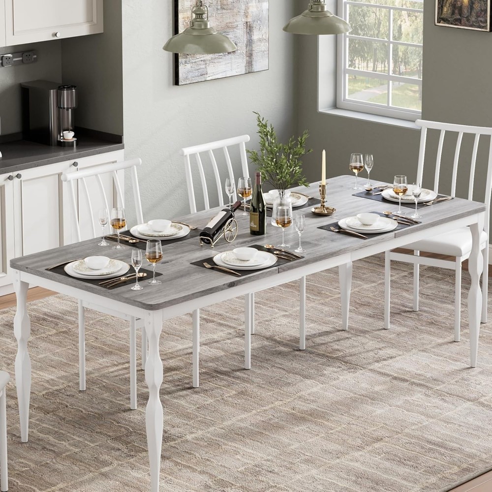Rectangular Dining Table 6 71 in Rustic Farmhouse Kitchen Table W/ Large
