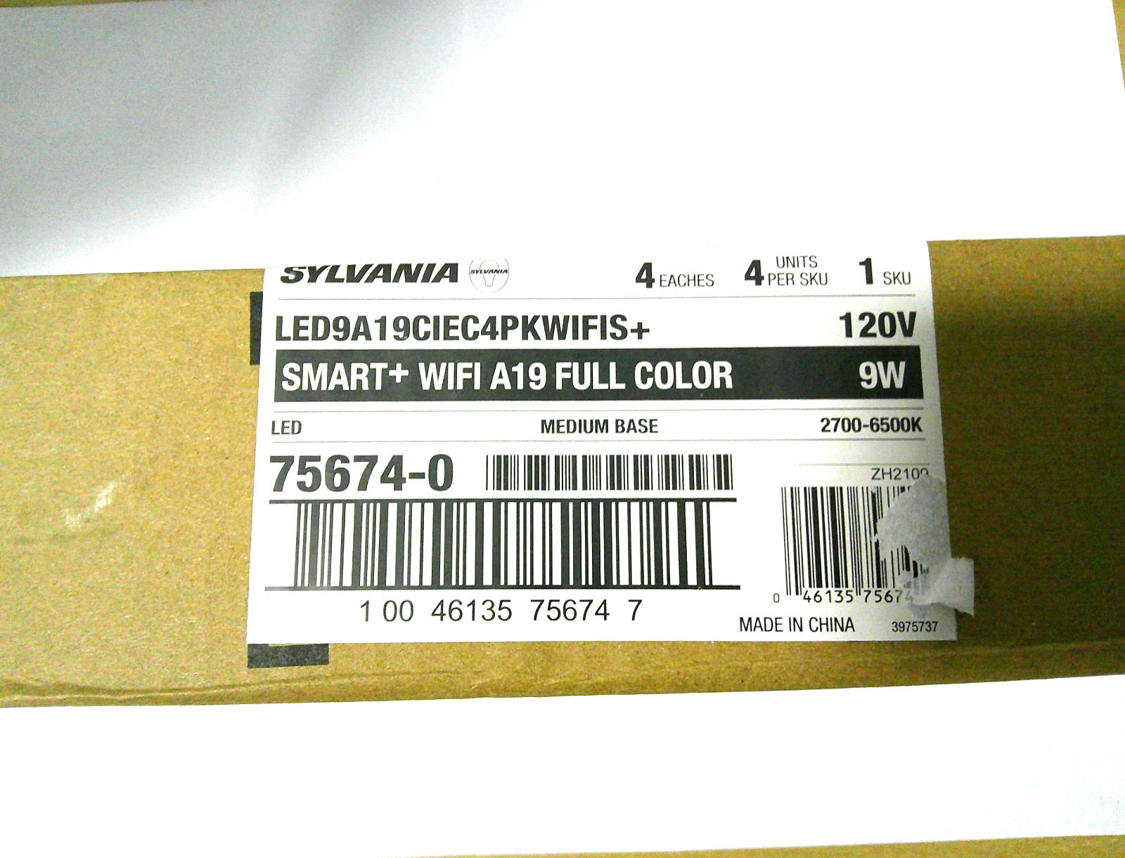 Sylvania Smart WiFi LED Bulb A19 9W Multi-CCT E26 Alexa/Google 4-Pack Open Box