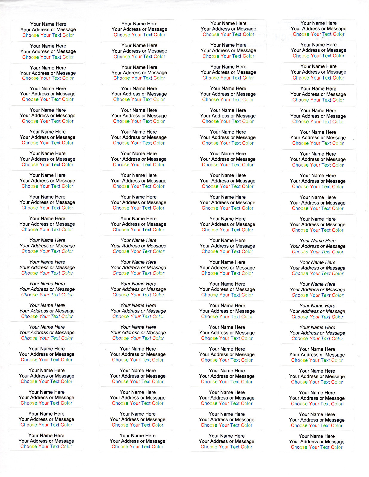 800  Personalized Small Return Address Labels - 1/2" x 1 3/4"