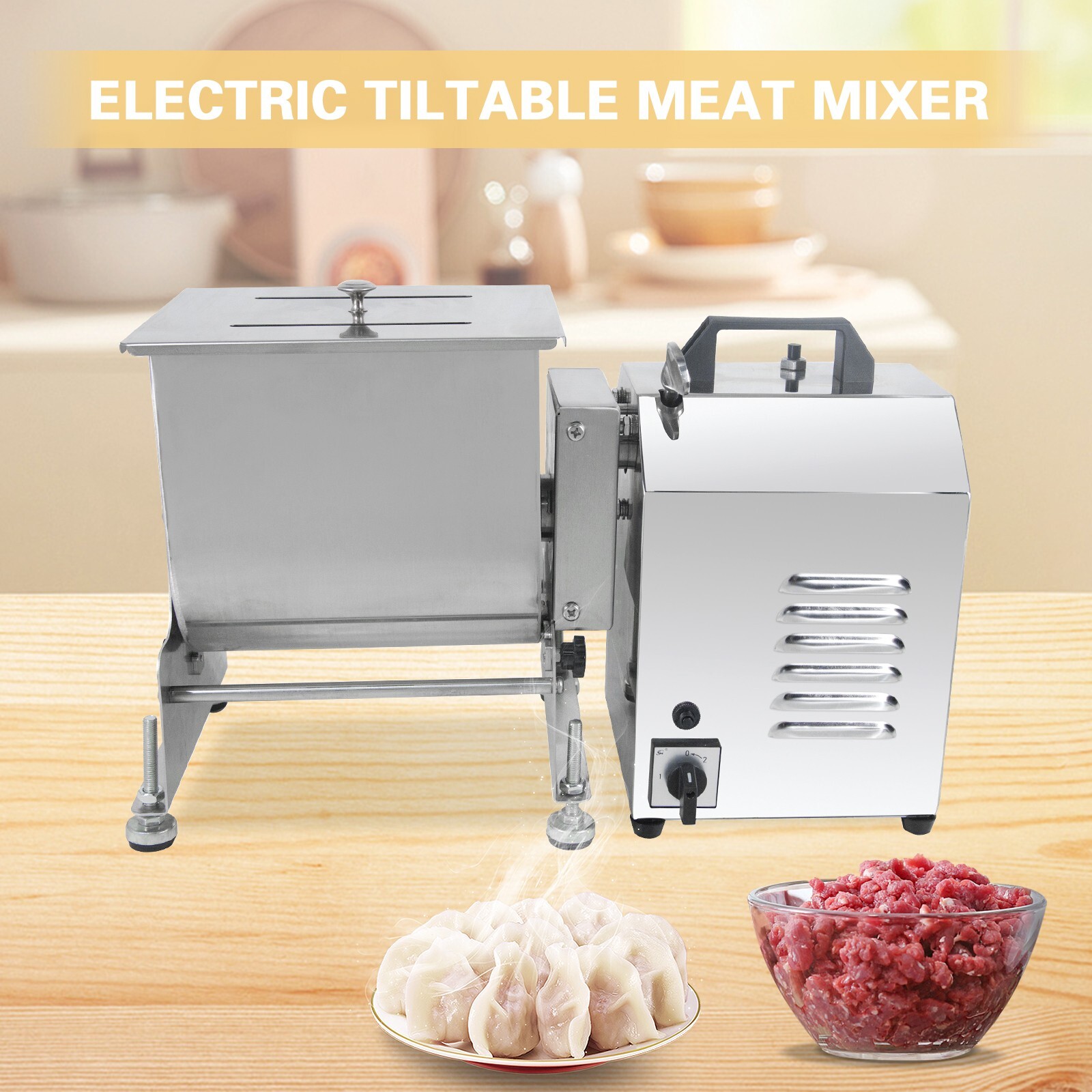 Hakka Electric Meat Mixer 30lbs 15L Tiltable Capacity Tank Countertop Mixer