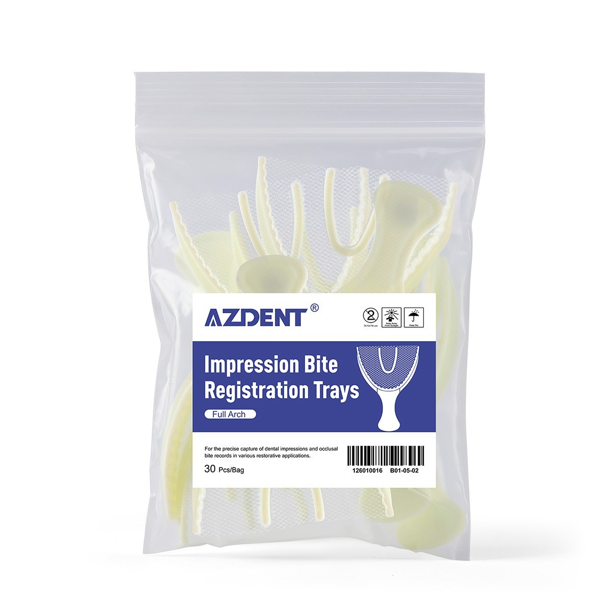 30Pcs/Bag Dental Disposable Triple Impression Bite Registration Trays F/A/P/Q/S