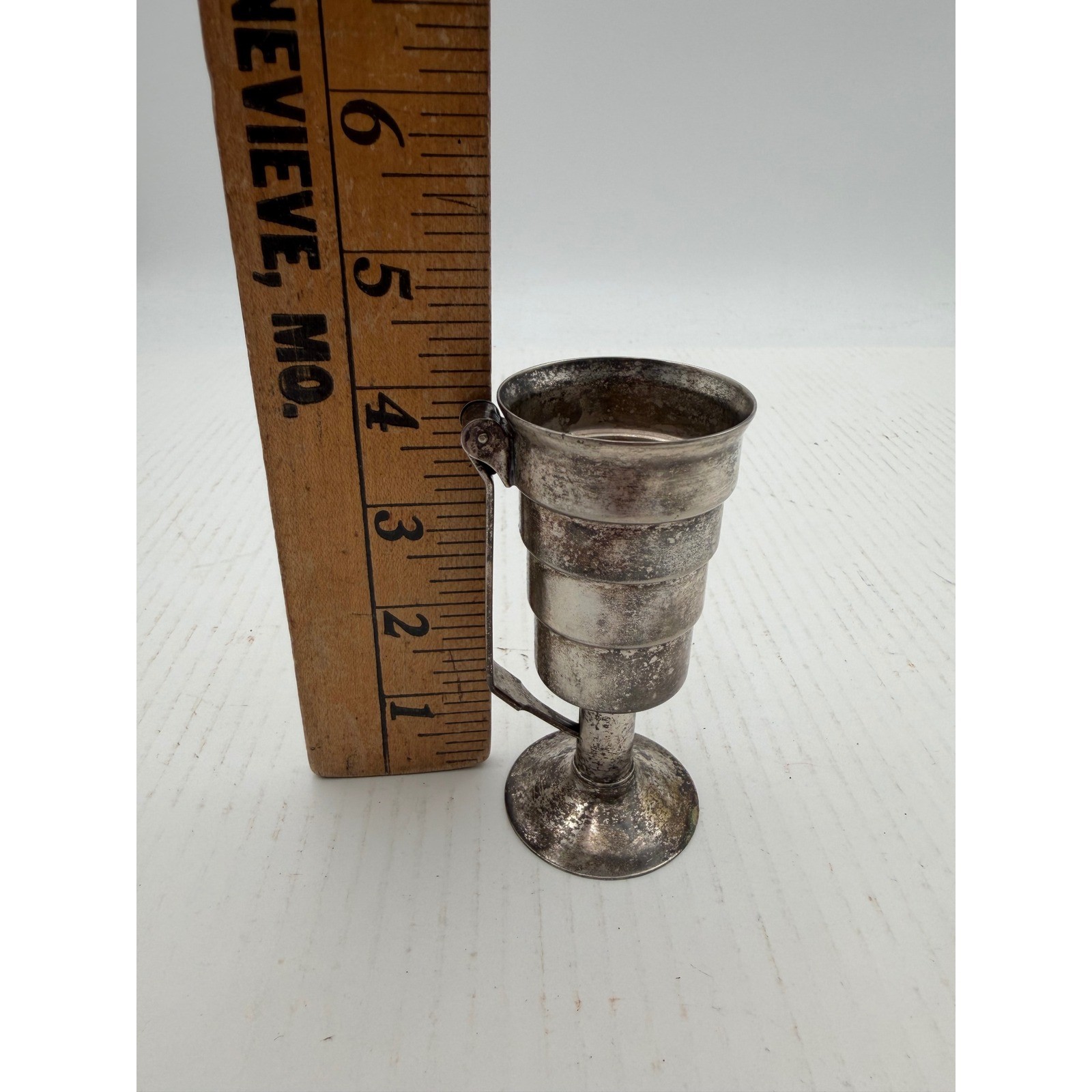 Vintage Silver Jigger Bar Tool Shot Glass Measure 2oz G3