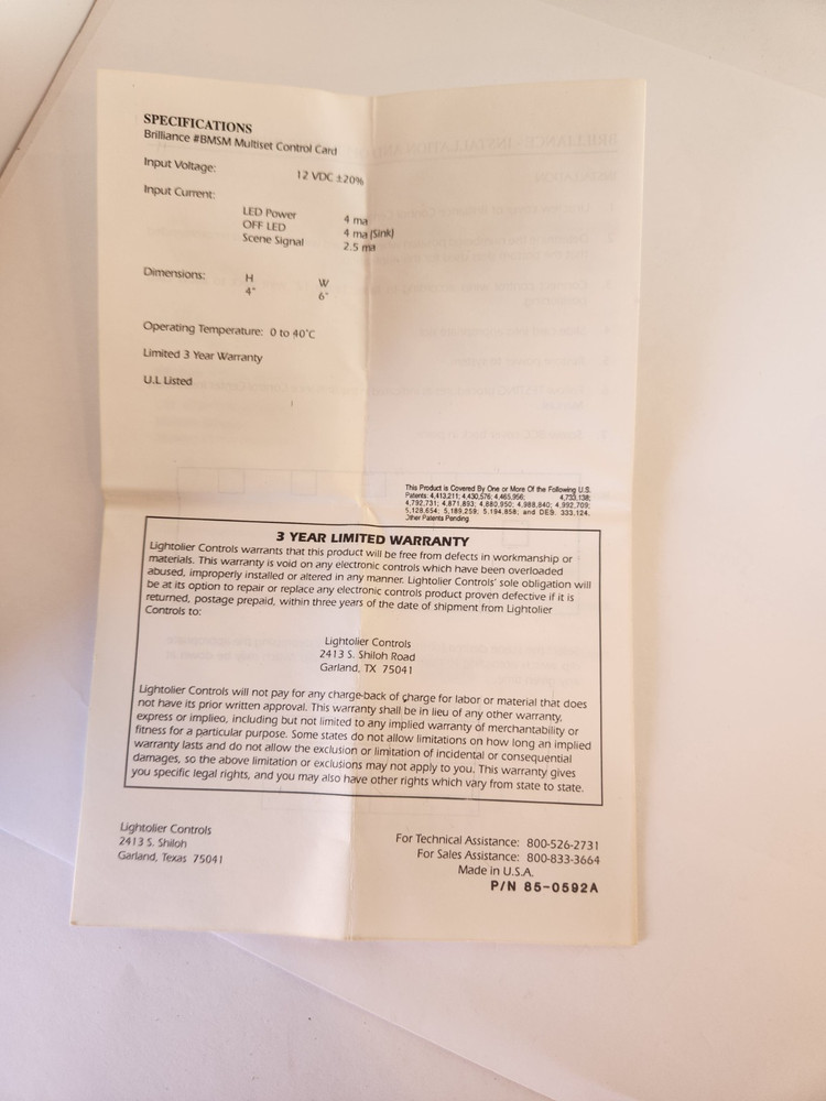Lightolier Brilliance MultiSet Interface Card