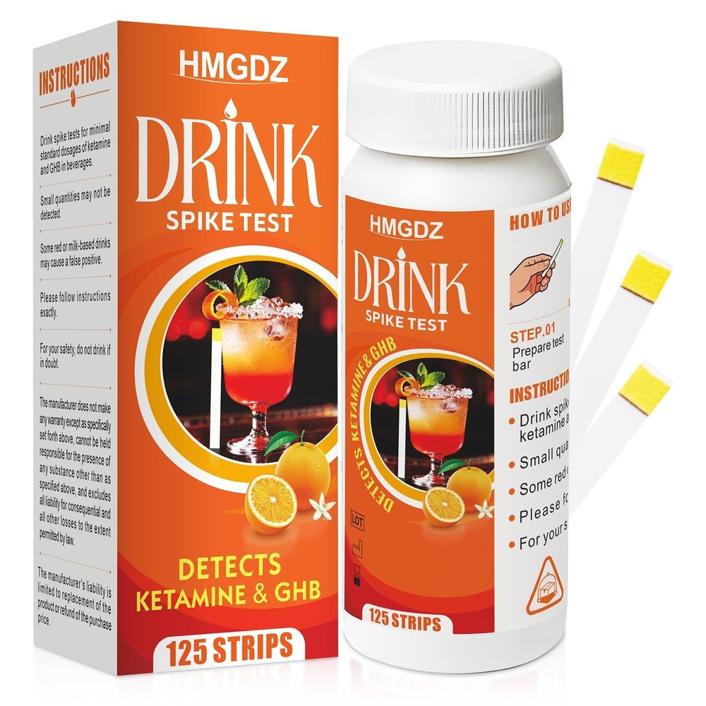 Spiked Drink Test Strips-125 Tests Alcohol Test Strips,10 Second-Side,Tests f...