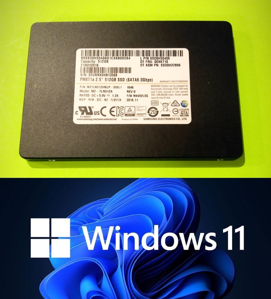 512GB 2.5" SATA Solid State Drive SSD with Windows 11 Pro 64-bit UEFI - Tested✅✅