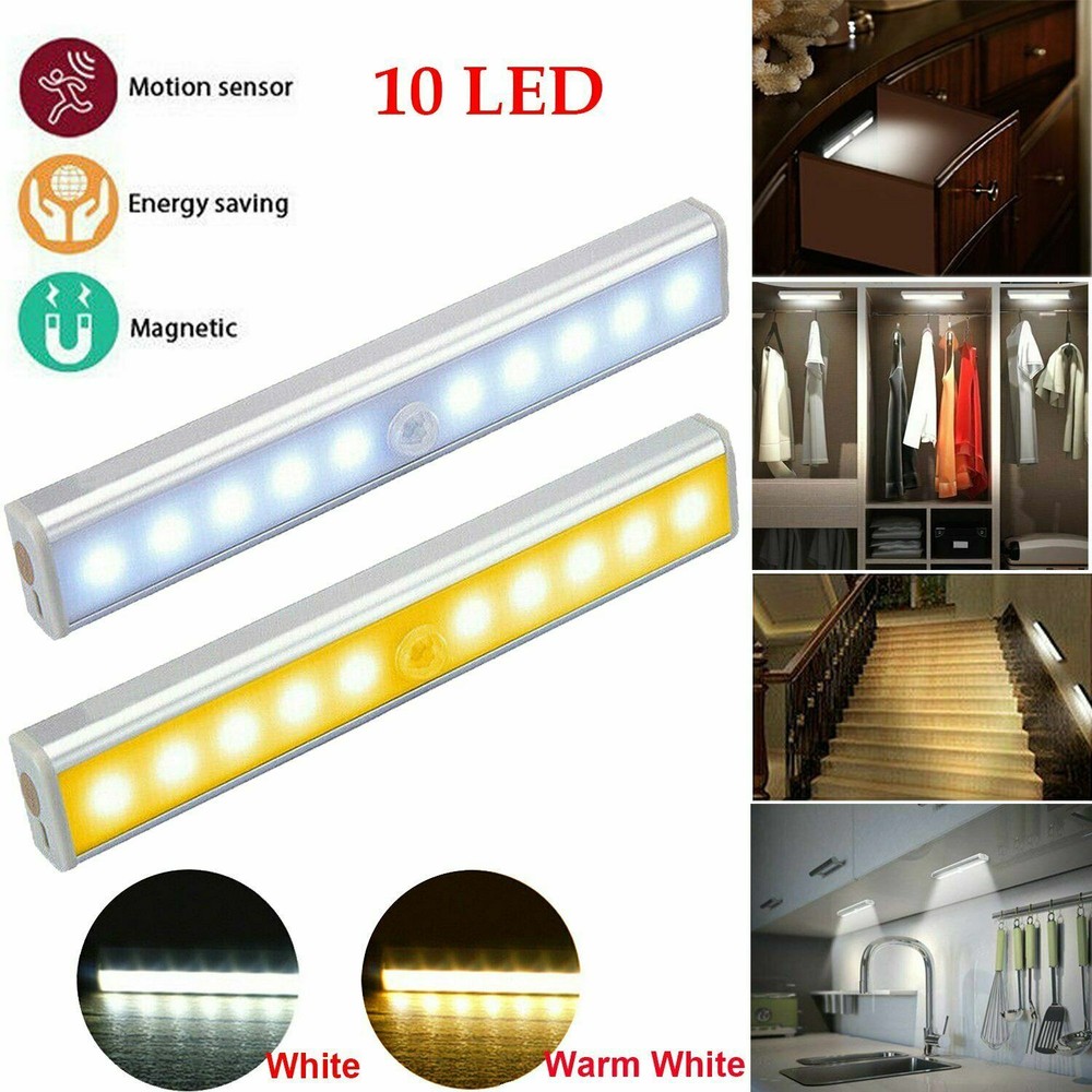 10LED Battery Powered Portable Motion Sensor Light Wireless Night Cabinet Closet