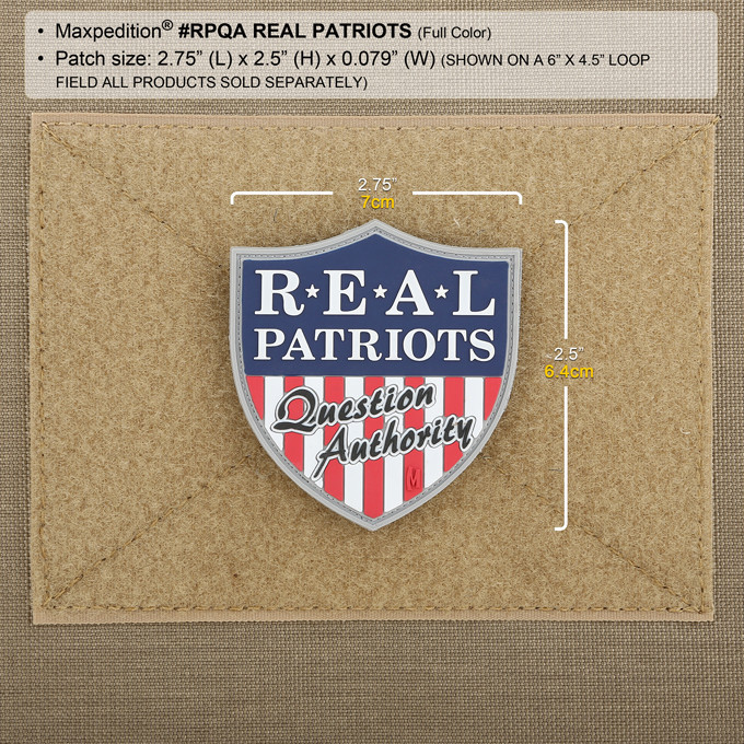 PVC Morale Patch - MAXPEDITION - REAL PATRIOTS - Arid Multicam - Hook & Loop