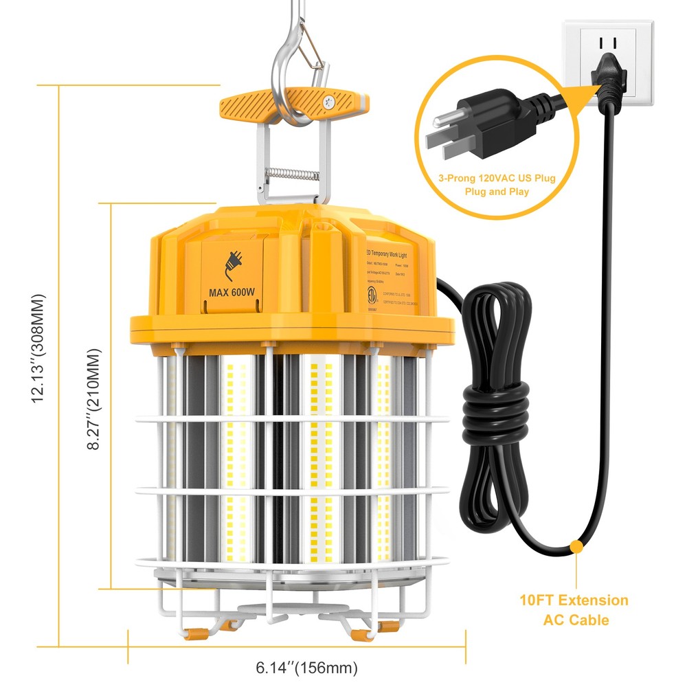 100 Watt LED Temporary Work Light -Linkable & Industrial-Grade for Construction
