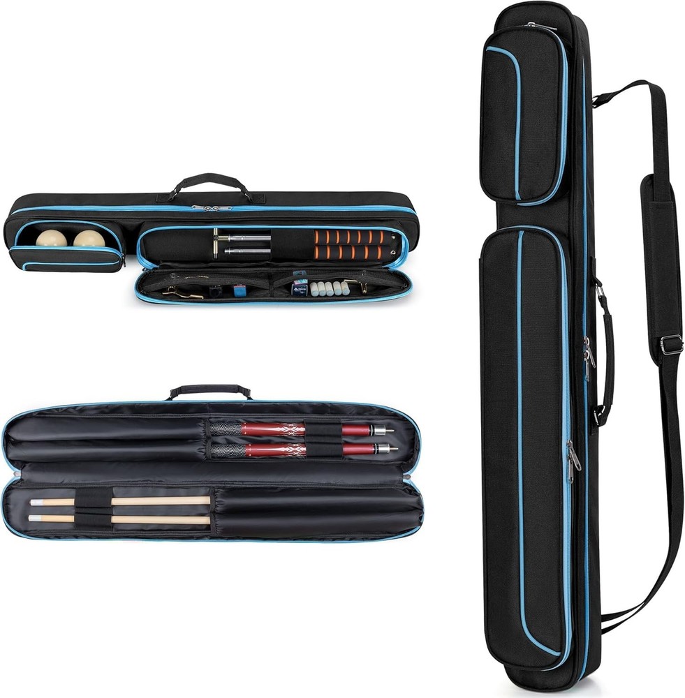 Elegant 2x2 Pool Stick Case with Cotton Padding & Adjustable Carry Strap