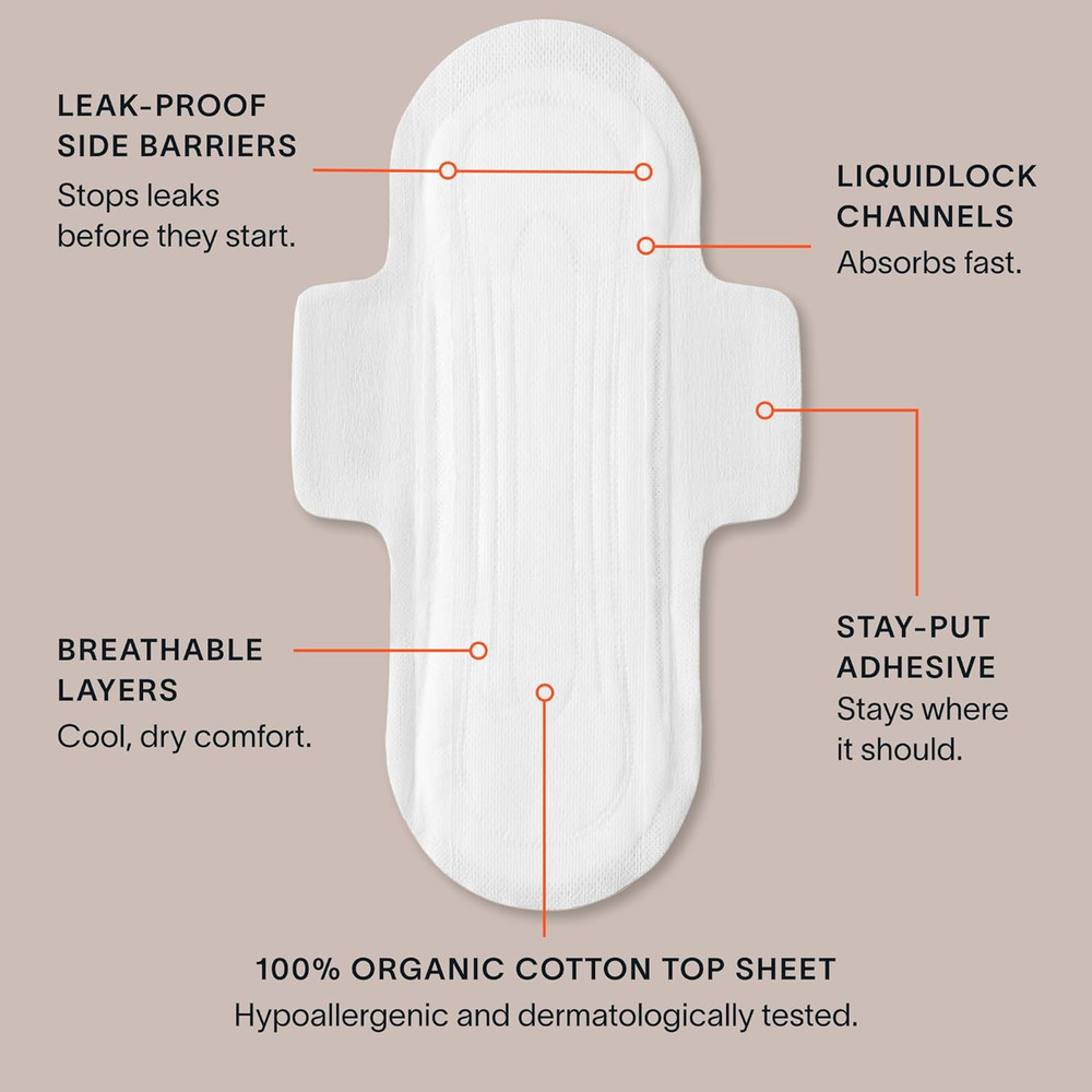 100% Organic Cotton Topsheet Pads (72 Super Pads)