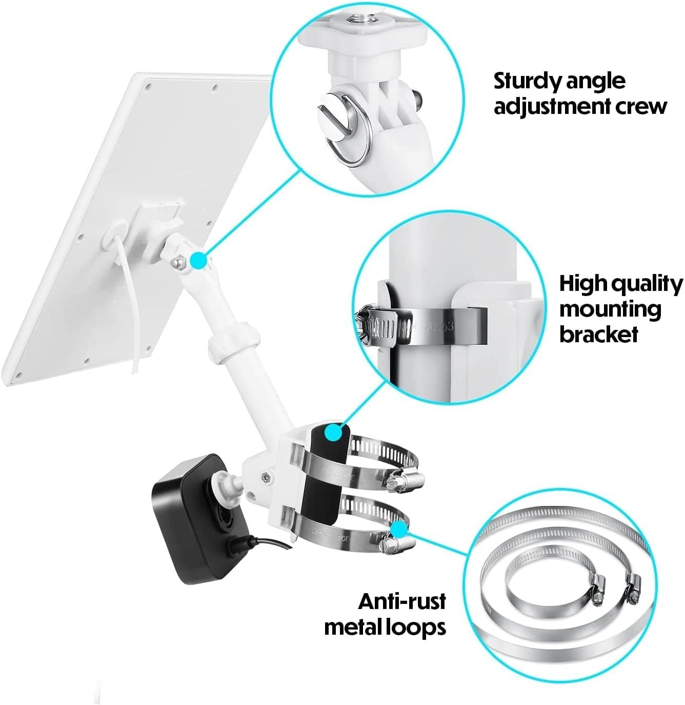 Wasserstein 2-in-1 Universal Pole Mount For Security Cameras and Solar - White