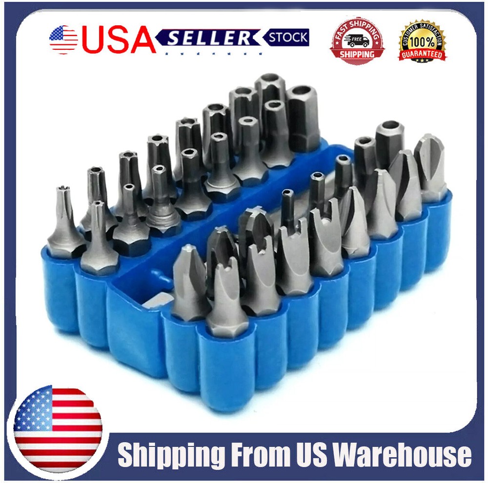 33PCS 1/4" Hex Head Drill Torx Bit Sets Tamper Security Extension Screwdriver
