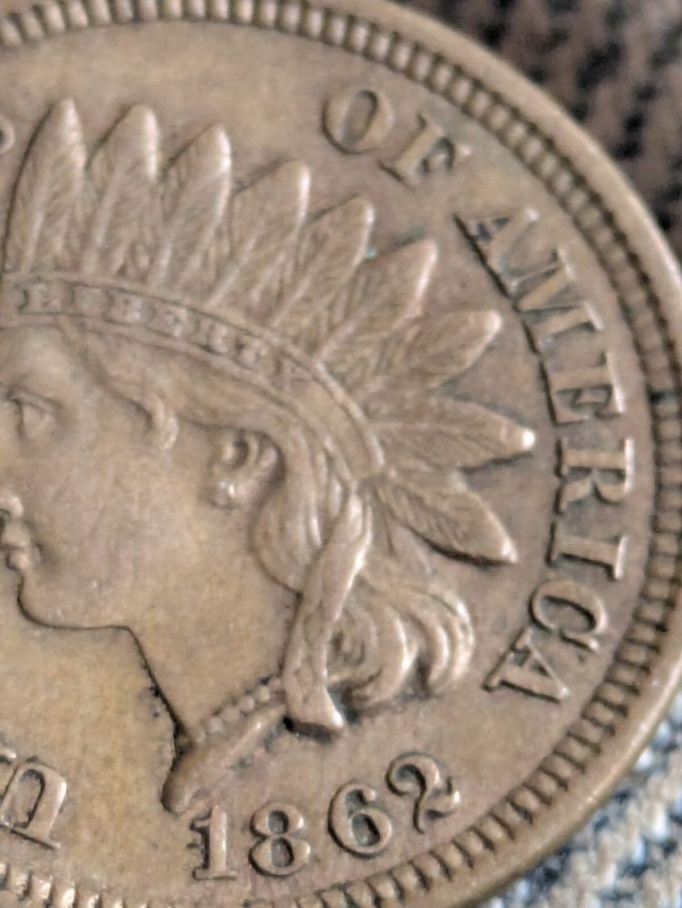 1862 Indian Head Cent AU Nice Details