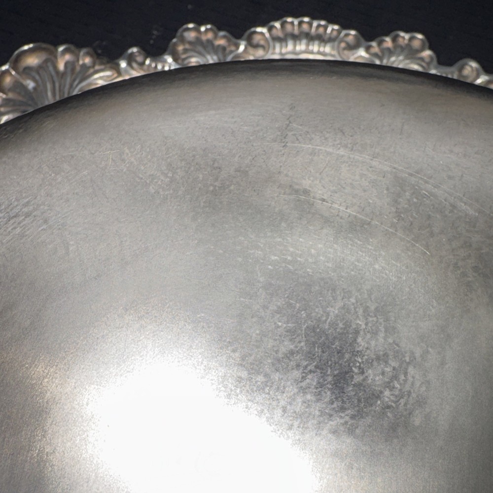 Silver- plated covered,divided dish insert (mid‑century, Rococo style)