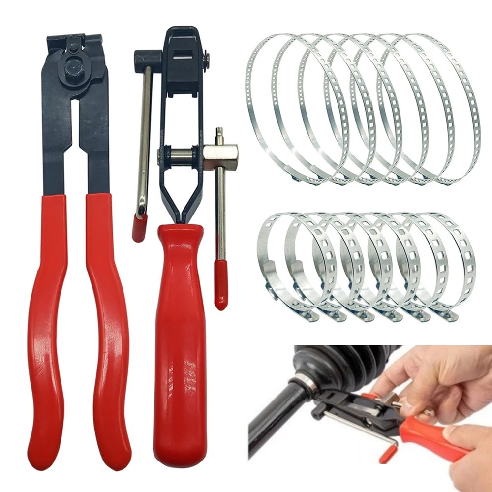 CV Joint Axle Boot Clamp Pliers Tool With 12 Crimp Bands Replace For Auto / ATV