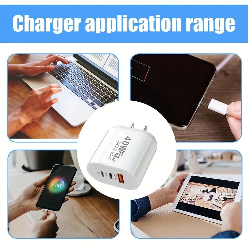 Dual PD 40W Fast Wall Charger Power Adapter For iPhone 17 Pro Max 15 13 Plus lot