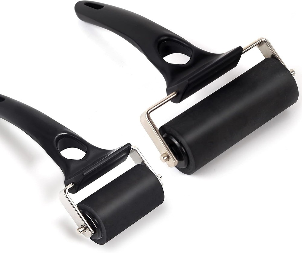 2 Pack Rubber Roller Brayer for Crafting - Ink Roller Tool for Printmaking, G...