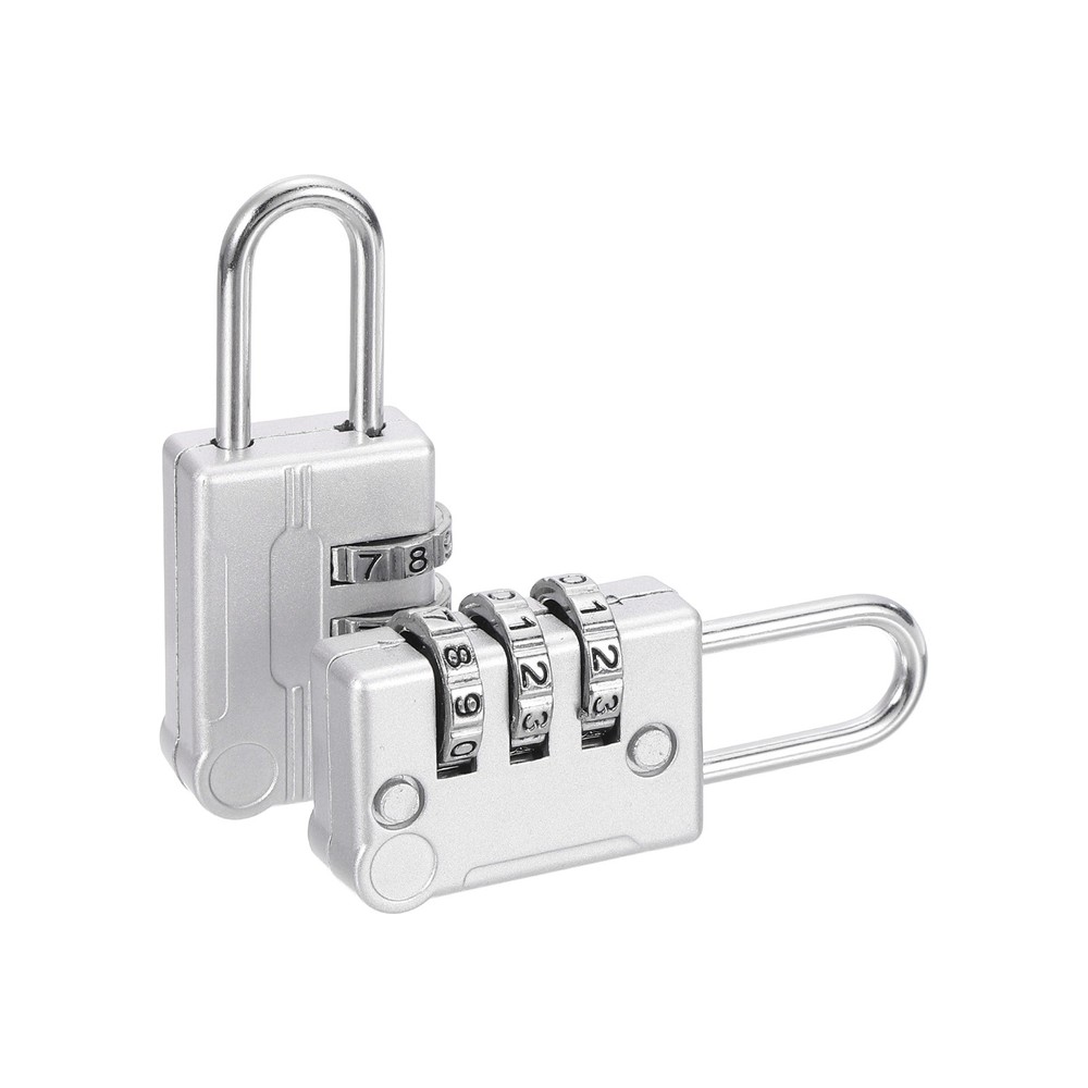 2Pcs Resettable 3 Digit Combination Lock Code Padlock, Gray (56 x 24mm)