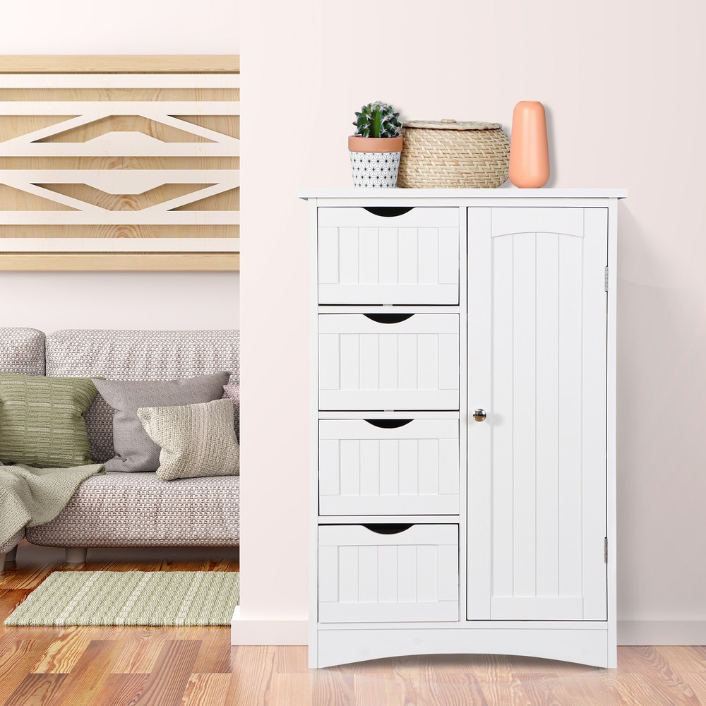 Bathroom Storage Cabinet Freestanding Floor Storage Cupboard Adjustable Shelf