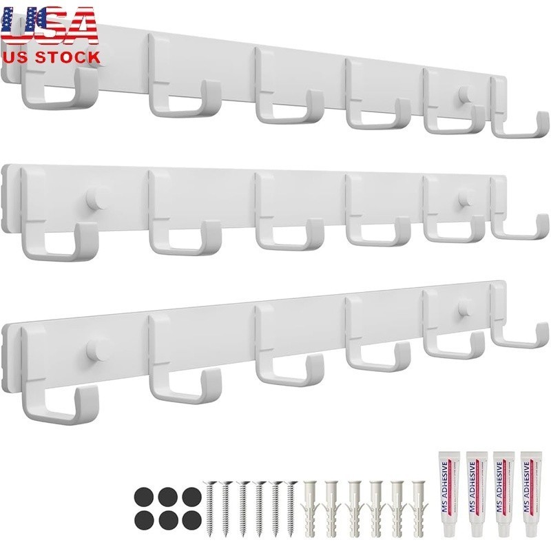 Wall Mounted Coat Rack Hooks Space Saving Durable Heavy Duty Organizer 4 Pack US