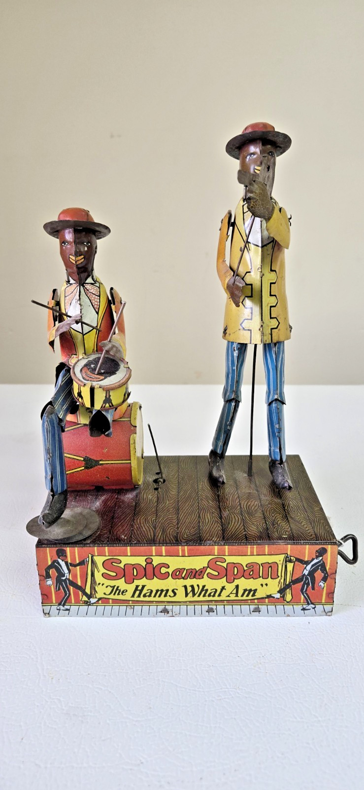 ANTIQUE WIND-UP MARX LITHOGRAPH TIN TOY "SPIC and SPAN" BAND - WORKING