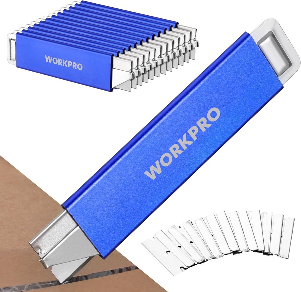 WORKPRO 12Pack Box Cutter Retractable Utility Knife Edge Razor Blade Blue/Red US
