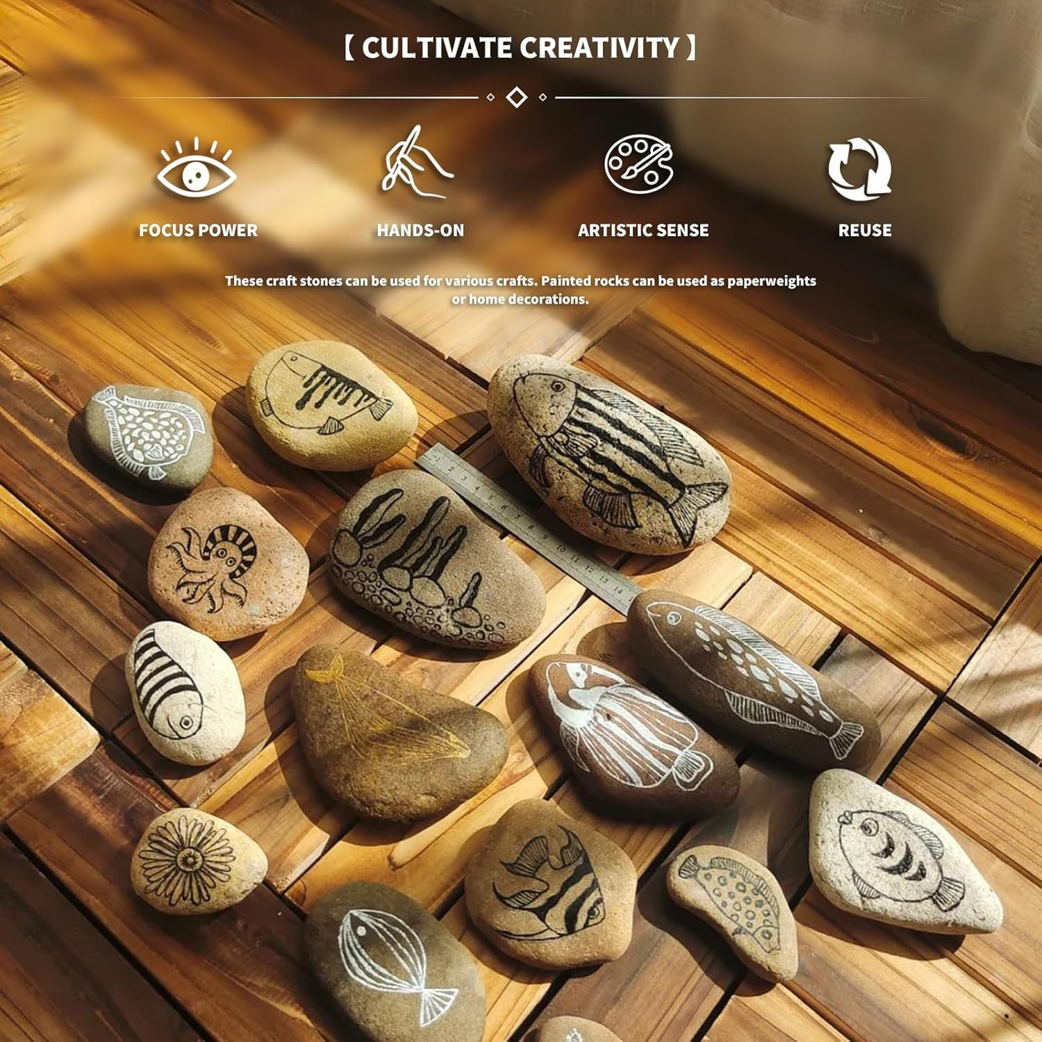 Flat River Stones for Painting - 10 Pack, 2-3 Inch Natural Craft Rocks