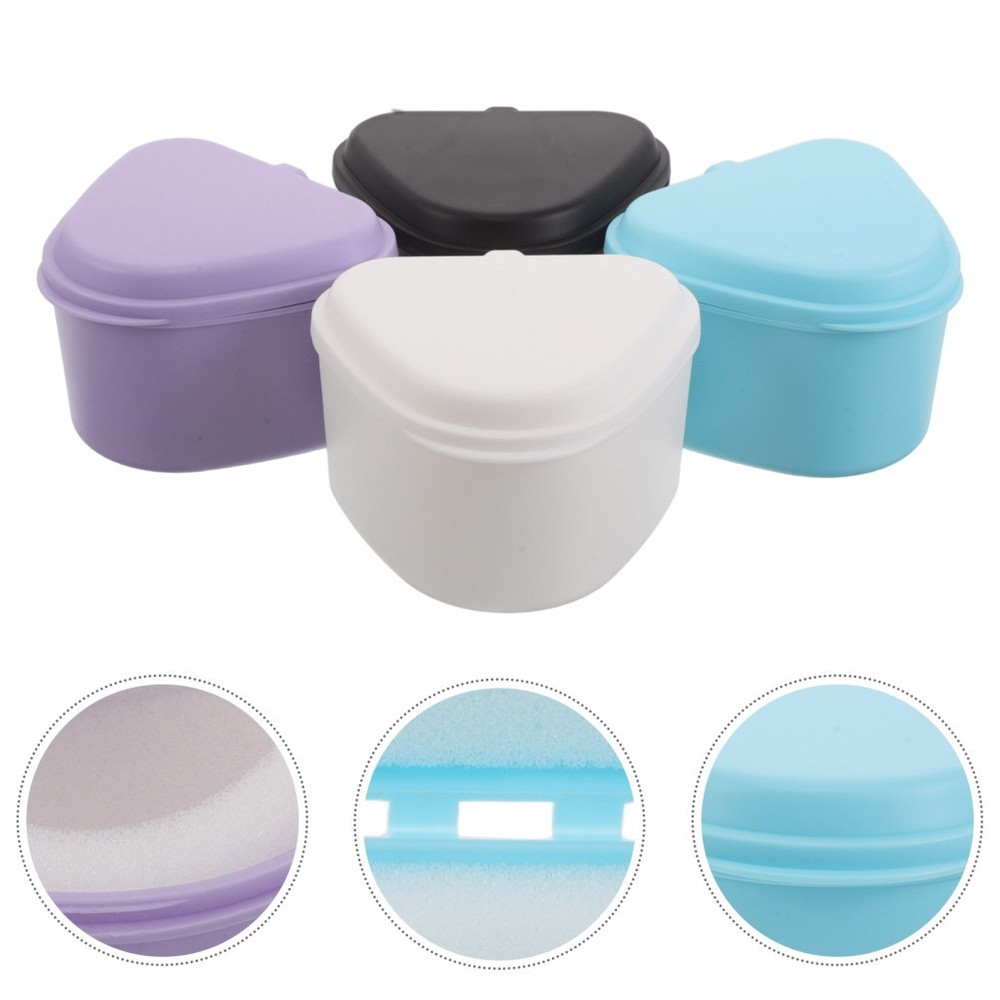 4 Pcs Retainer Portable Cleaning Case Denture Storage Box Compact Plastic